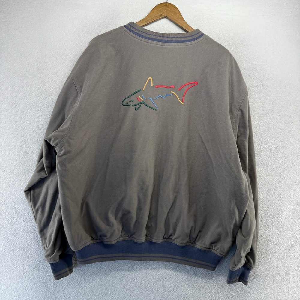 Vintage Greg Norman Windbreaker Jacket Mens XL Gray Reversible Shark Golf 90s